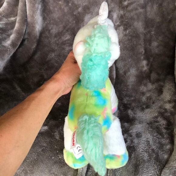 Pastel Unicorn Plush Aurora White 13" Green Tie Dye Floppy Stuffed Animal Toy - Picture 7 of 9